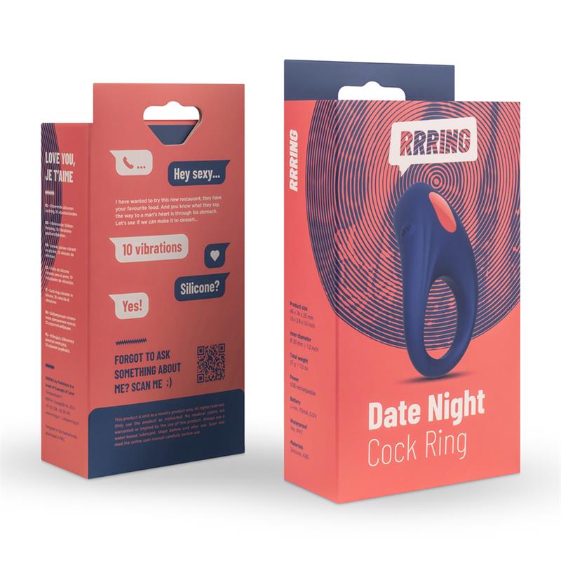 Anillo Para El Pene Rring Date Night Con Vibración Usb Silicona