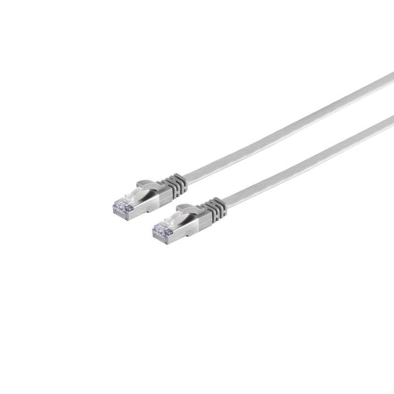 S-Conn Cable De Red Flachkabel, Flat U/Ftp Cat 7 Cable Sin Terminar, Slim, 3,0m, Gris