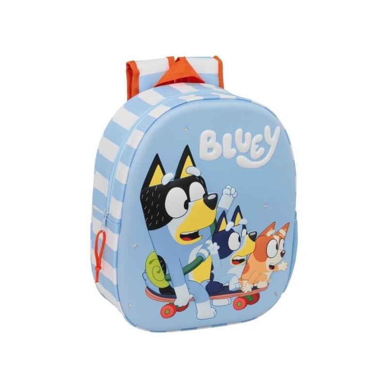Safta Bluey Mochila 3d - Luces Led Integradas - Bolsillo Lateral - Hombreras Acolchadas - Asa Superior - 27x10x33cm -