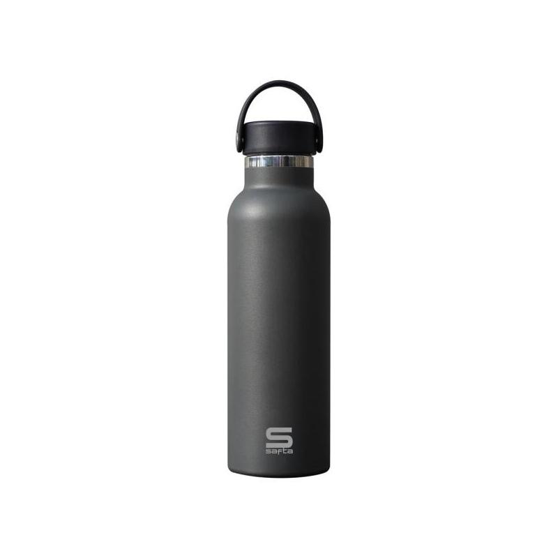 Safta Botella Termo De 600ml - Acero Inoxidable - Base De Silicona Antideslizante - Asa Superior - Gris