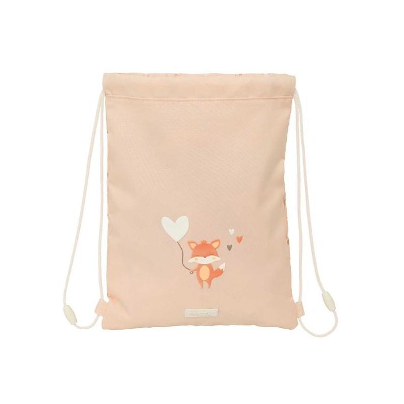 Safta Flores Saco Plano - Bolsillo Con Cremallera - Cierre Con Cordones - 3l - 260x10x340mm - Melocoton
