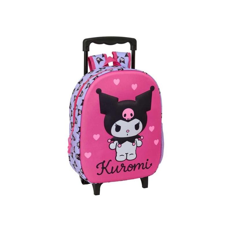 Safta Kuromi Mochila Con Carro - Portabotellas - Hombreras Acolchadas - Asa De Mano - 27x33x10cm - Magenta