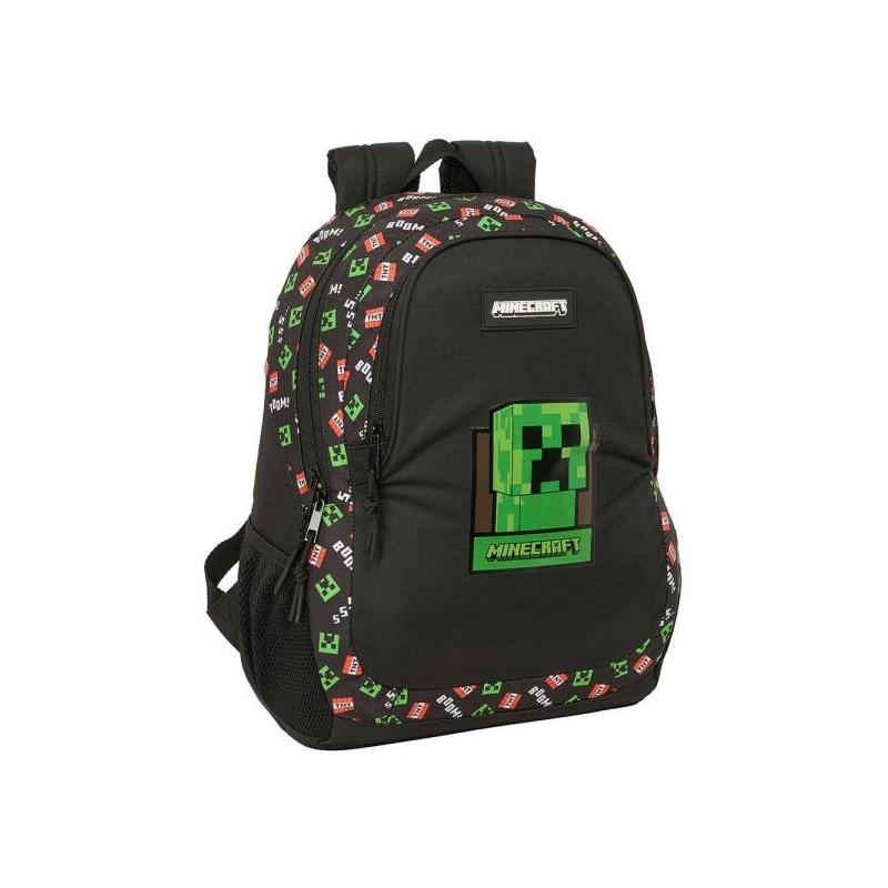 Safta Minecraft Mochila Adaptable A Carro - Portabotellas - Compartimentos Grandes - Tirador Doble - Hombreras