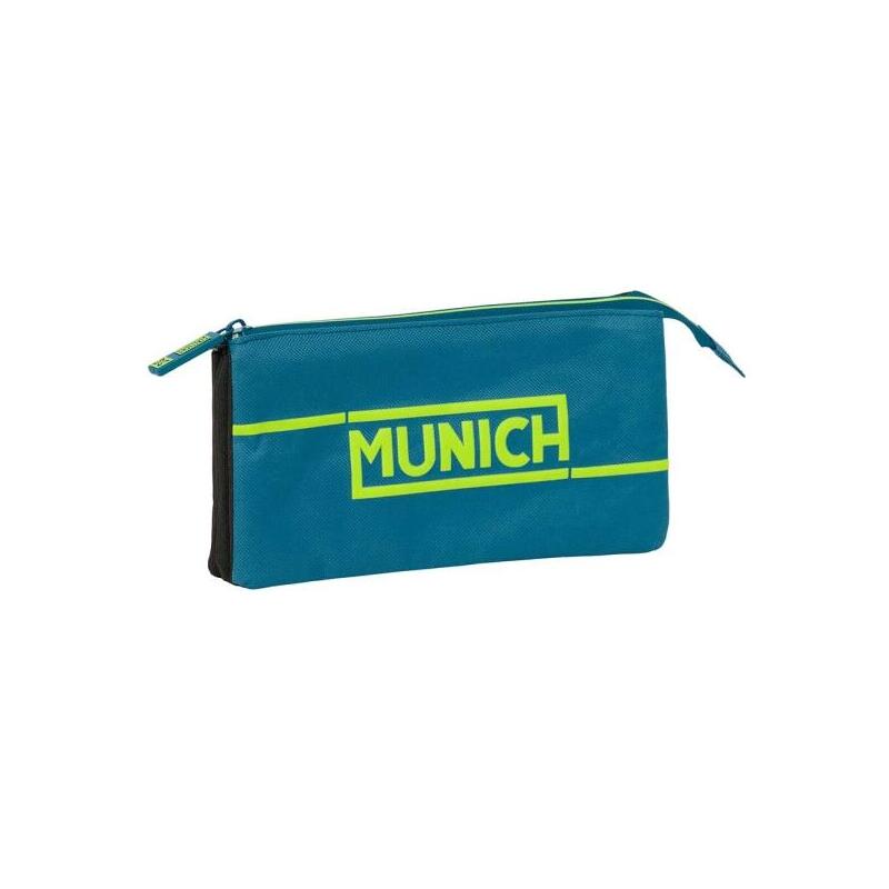 Safta Munich Land Portatodo - 3 Compartimentos Con Cremalleras - Bolsillo Interior - 0.6l - 220x30x120mm - Azul