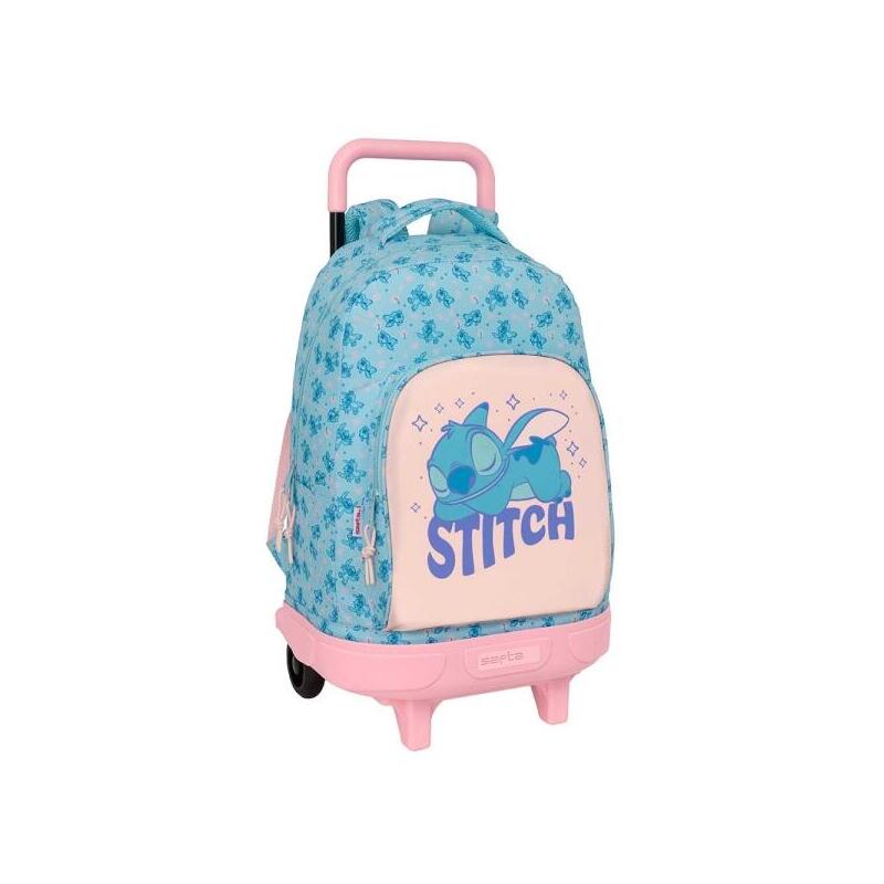 Safta Stitch Ohana Mochila Con Carro - Extraible - Bolsillo Frontal - Portabotellas - Tirador Doble - Hombreras