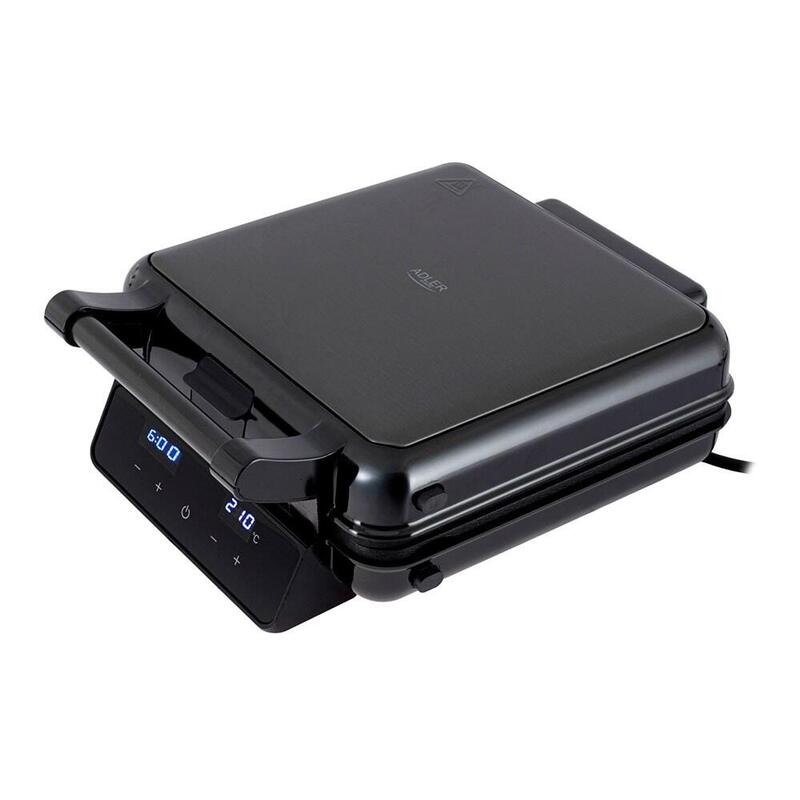 Sandwichera 4en1 Ad3096 Con Pantalla Táctil, Inox Y Negra, 2200 W