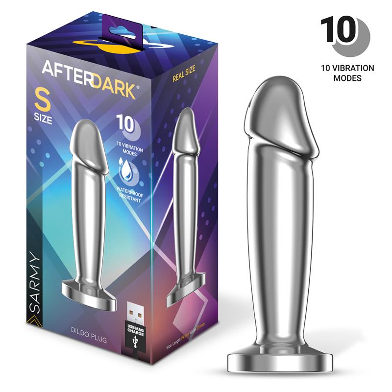 Sarmy Plug Anal Cromado Con Vibración Usb Magnético Talla S