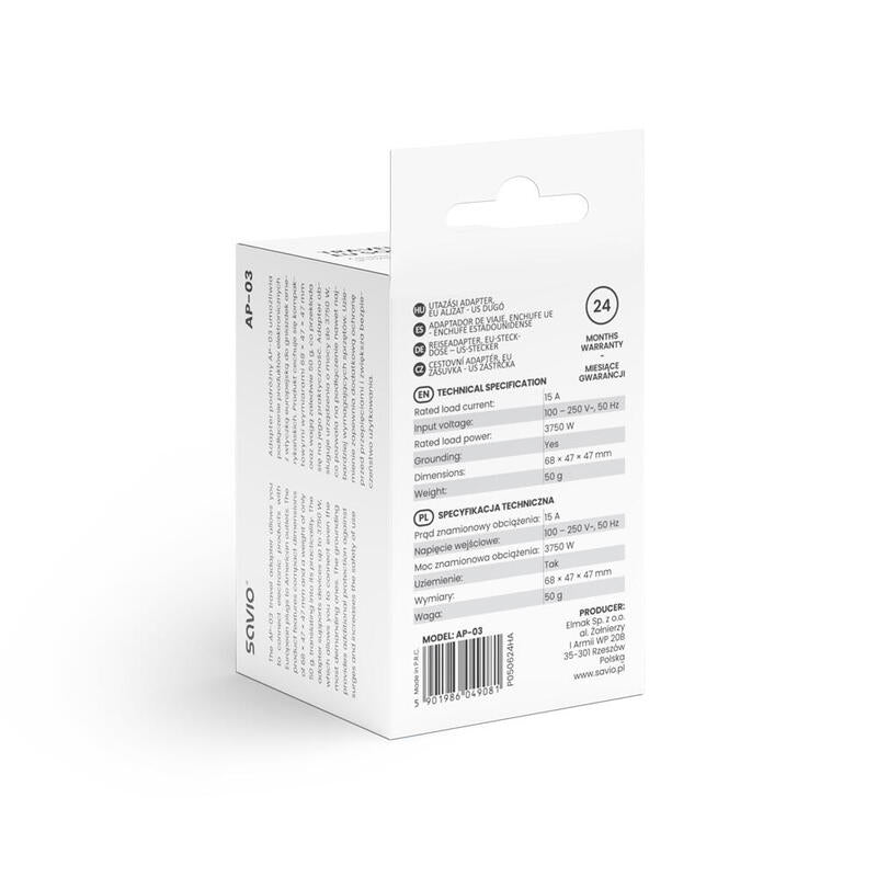 Savio Ap-03 Adaptador E Inversor De Corriente Universal 3750 W Blanco