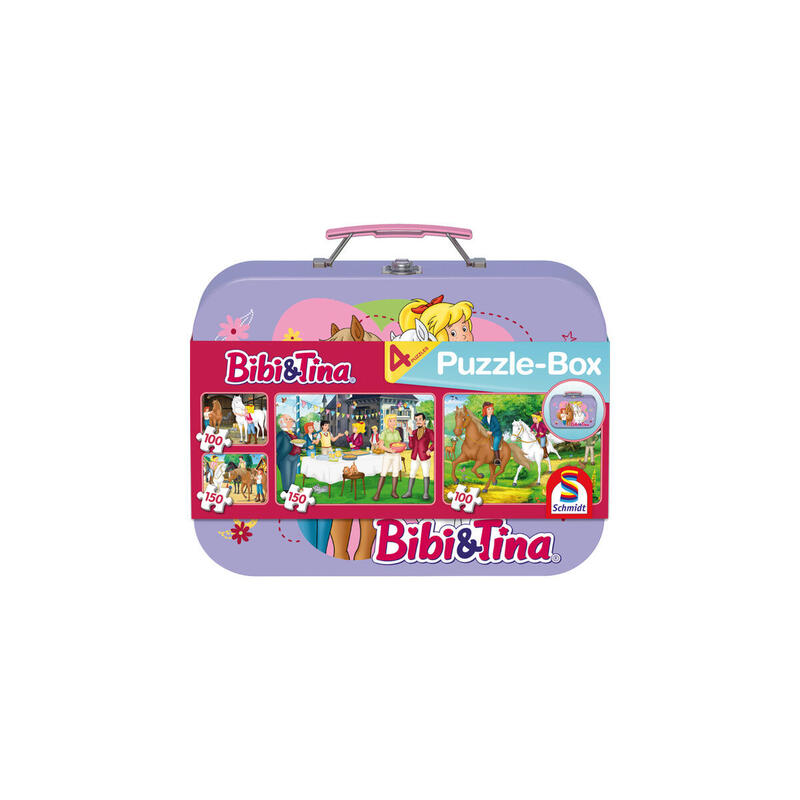 Schmidt Spiele Bibi & Tina Caja De Rompecabezas En Estuche De Metal 2x 100 Piezas, 2x 150 Piezas 55609