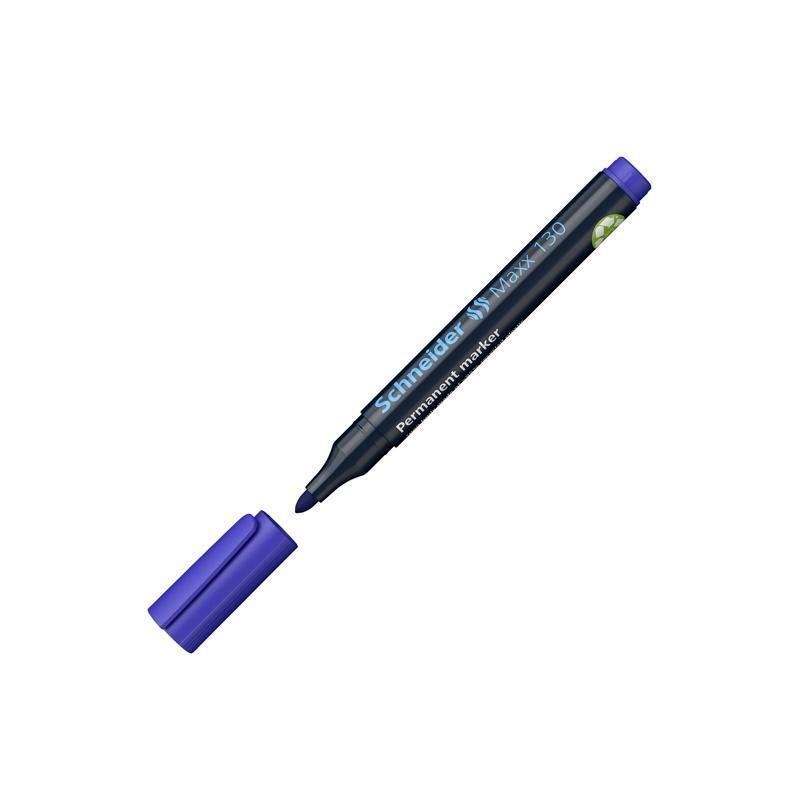 Schneider Marcador Permanente Maxx 130 Recargable Punta Redonda Azul -10u-