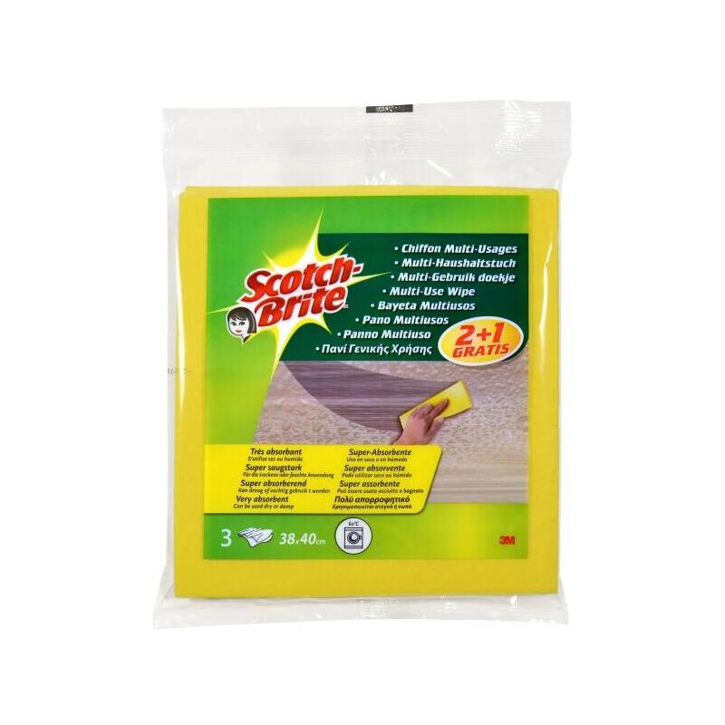 Scotch-Brite Pack De 3 Bayetas Multiusos - Promocion 2 + 1 Gratis - Amarillo