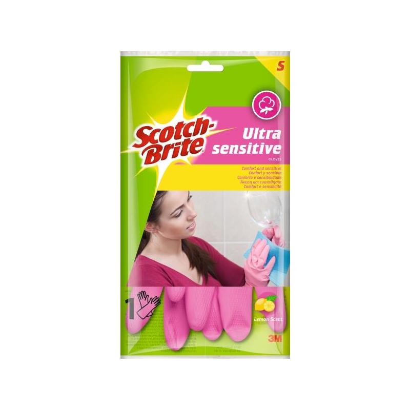 Scotch-Brite Ultra-Sensitive Guantes Multiuso - Talla S - Perfumados - Rosa