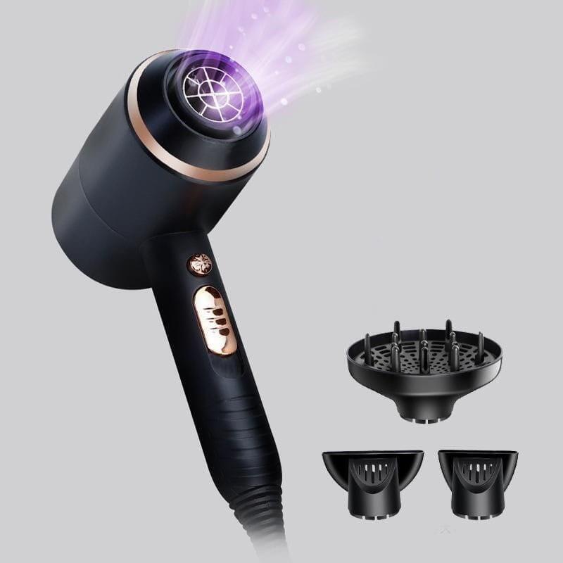 Secador De Pelo Kemei Km-8896 Superpower 4000w 4 En 1 Negro/Dorado
