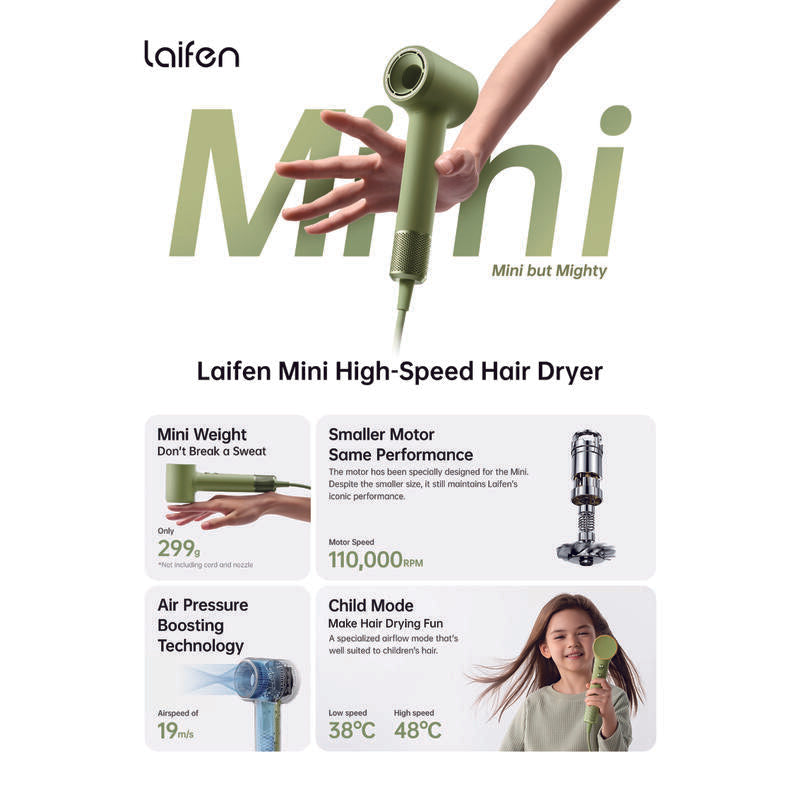 Secador De Pelo Laifen Mini Verde 1hd31-S-Eu-Gr-001