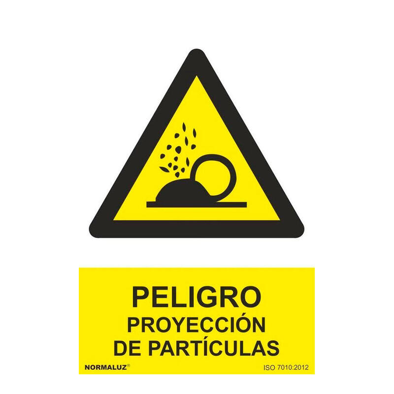 Señal Peligro Proyección De Partículas, Pvc, 21 X 30 Cm