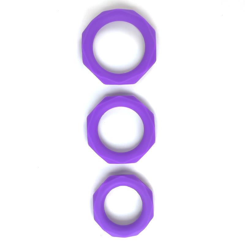 Set De 3 Anillos Para El Pene Silicona Púrpura