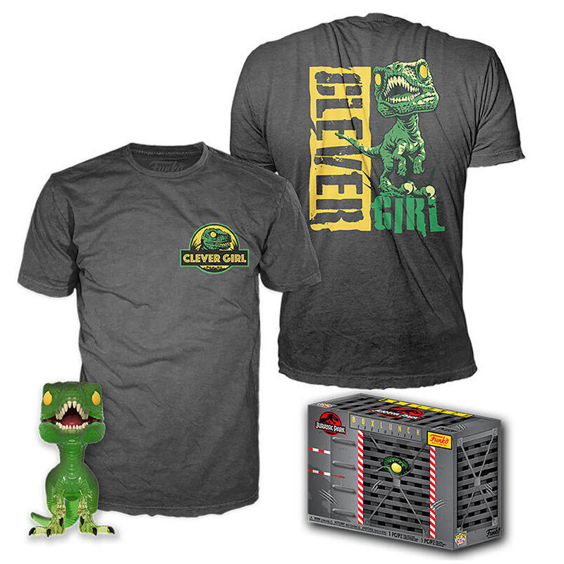 Set Figura Pop & Tee Jurassic Park Velociraptor Exclusive Talla S