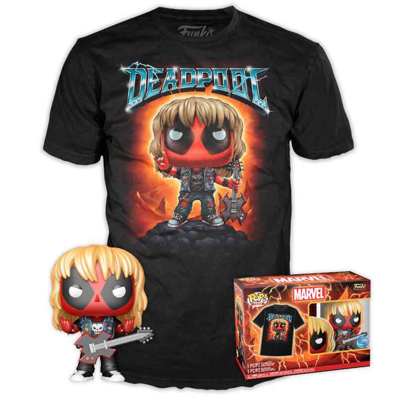 Set Figura Pop & Tee Marvel Deadpool Heavy Metal Talla Xl