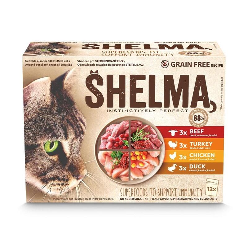 Shelma With Turkey, Duck, Chicken And Beef In Sauce - Comida Húmeda Para Gatos - 12x85g