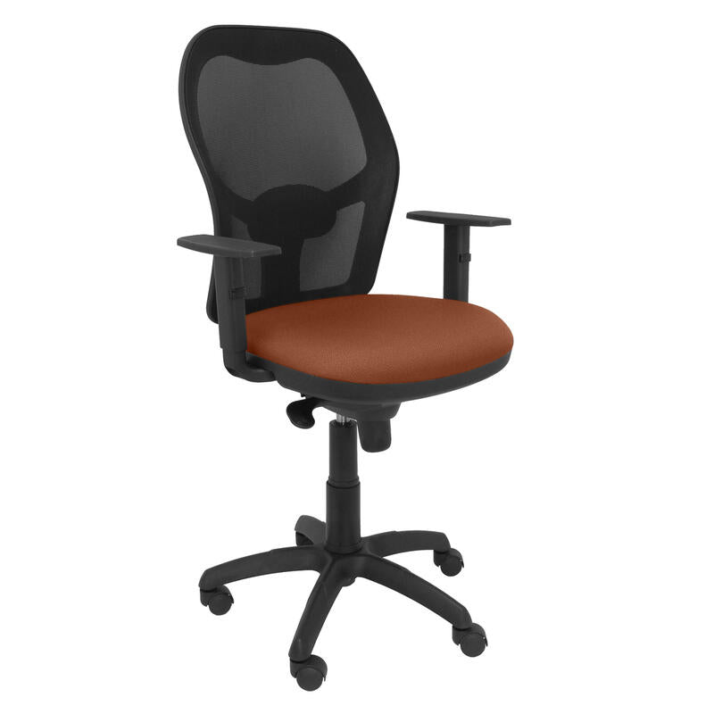 Silla Jorquera Malla Negra Asiento Bali Marrón