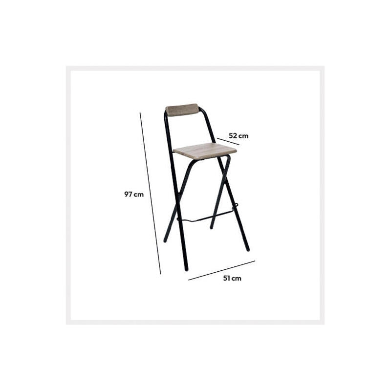 Silla Plegable De Cocina Negra 44x44x79,5cm