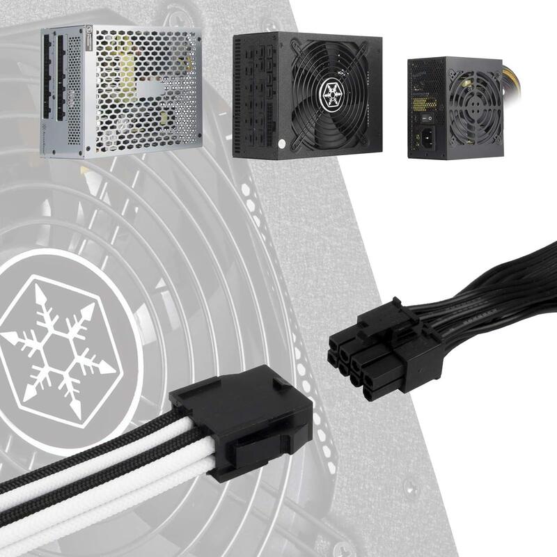 Silverstone Pp07e Cable De Extensión 8 Pines 6 + 2 Gpu Pcie 300 Mm 18 Awg Sst-Pp07e-Pcibw Negro + Blanco