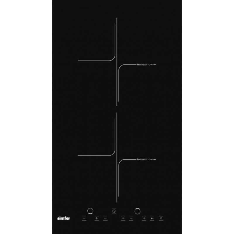 Simfer H3.020.Deisp Hob, Induction, Width 18 Cm, 2 Cooking Zones, Touch Control, Black