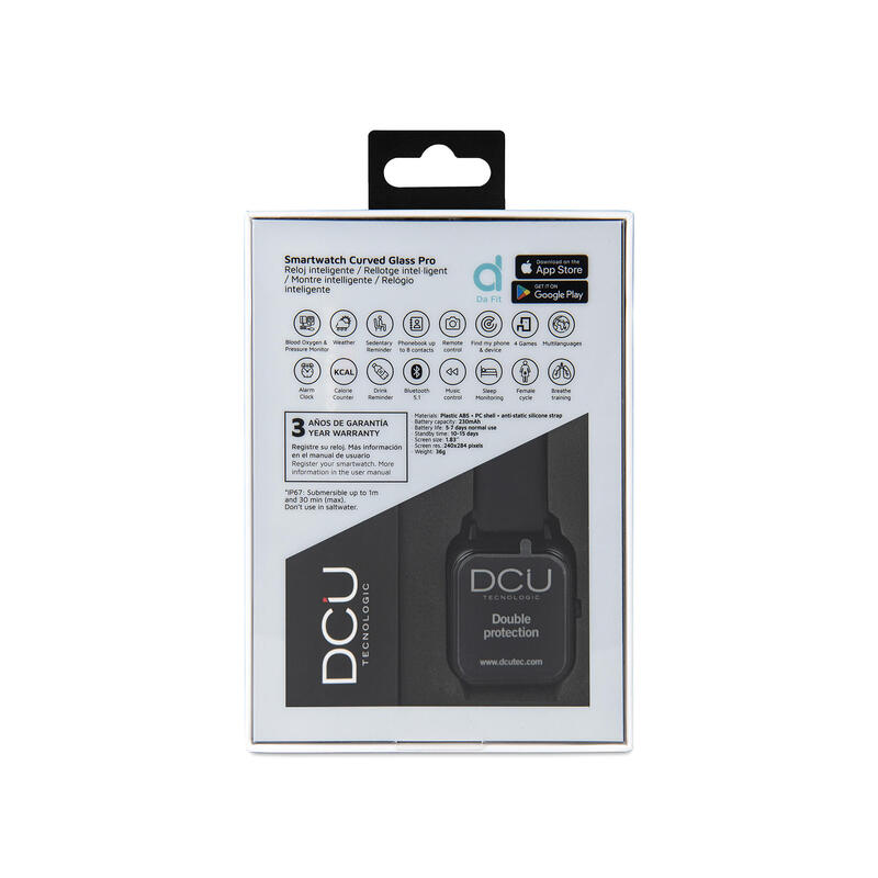 Smartwatch Dcu Curved Glass Pro Negro 1.83" Hd