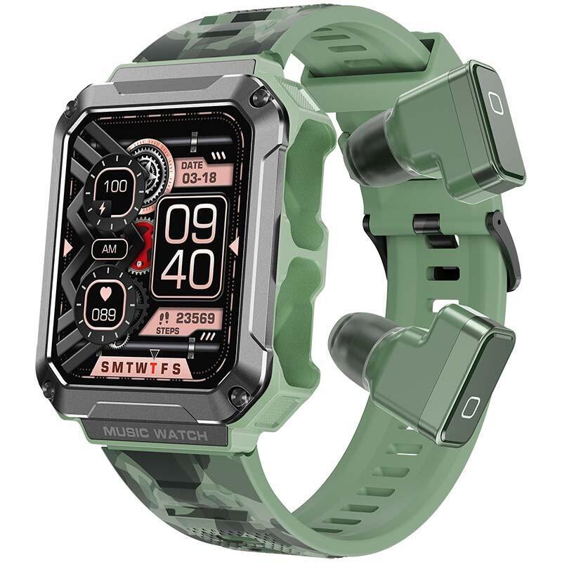Smartwatch Lemfo T93 Verde Con Auriculares Tws