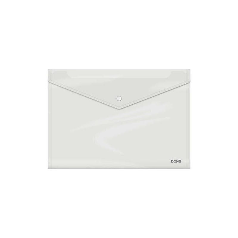 Sobre Pack De 10 Unidades Dohe Con Cierre De Broche - Tamaño Folio Plus Apaisado - Polipropileno Cristal Transparente