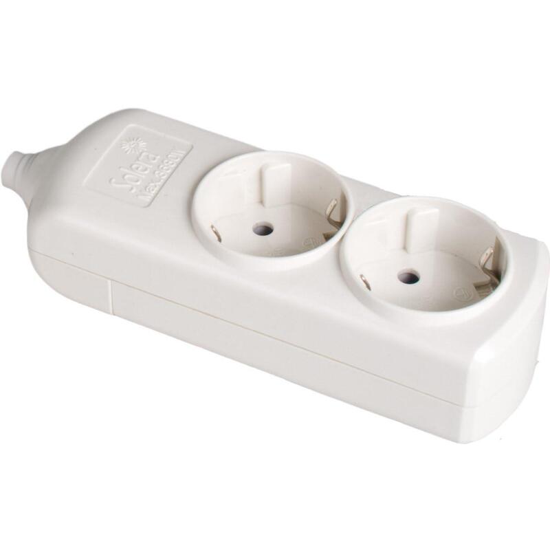 Solera 8002 - Regleta/Base Múltiple Sin Cable De 2 Enchufes, Blanco