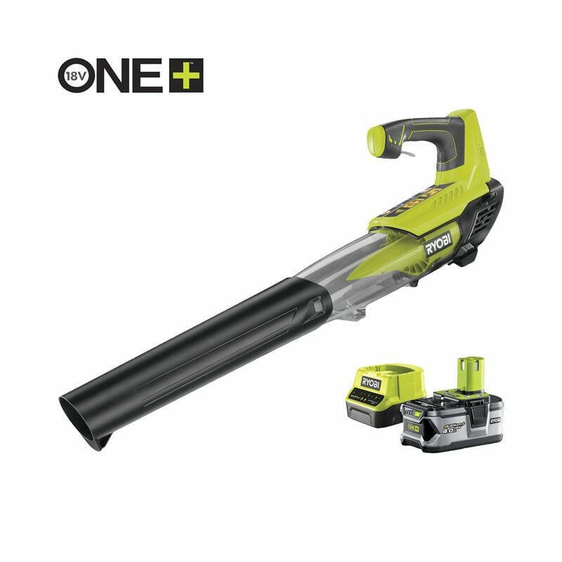 Soplador De Hojas A Batería Ryobi One+ Rbl18jb40f, 18 Voltios (Verde/Negro, Batería De Iones De Litio De 4,0 Ah)