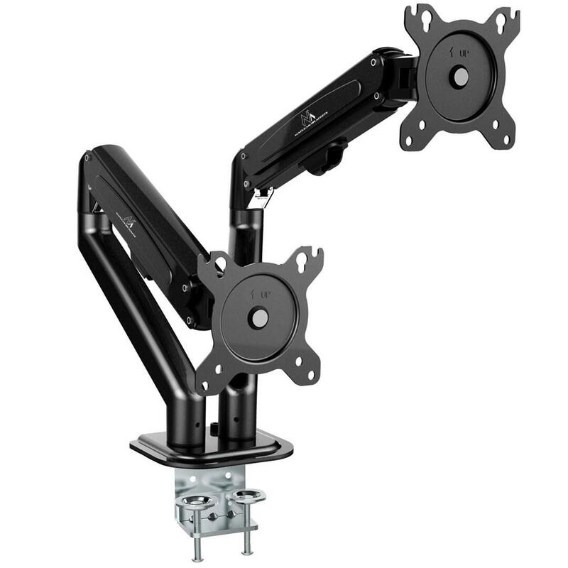 Soporte Para 2 Monitores Maclean Mc-861n Resorte De Gas, 13"-27", 7kg, Negro