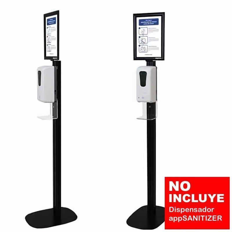 Soporte Stand Negro Approx Stsanitizer02 Para Dispensador Appsanitizer 300*300*1544mm Incluye Cartel Informativo