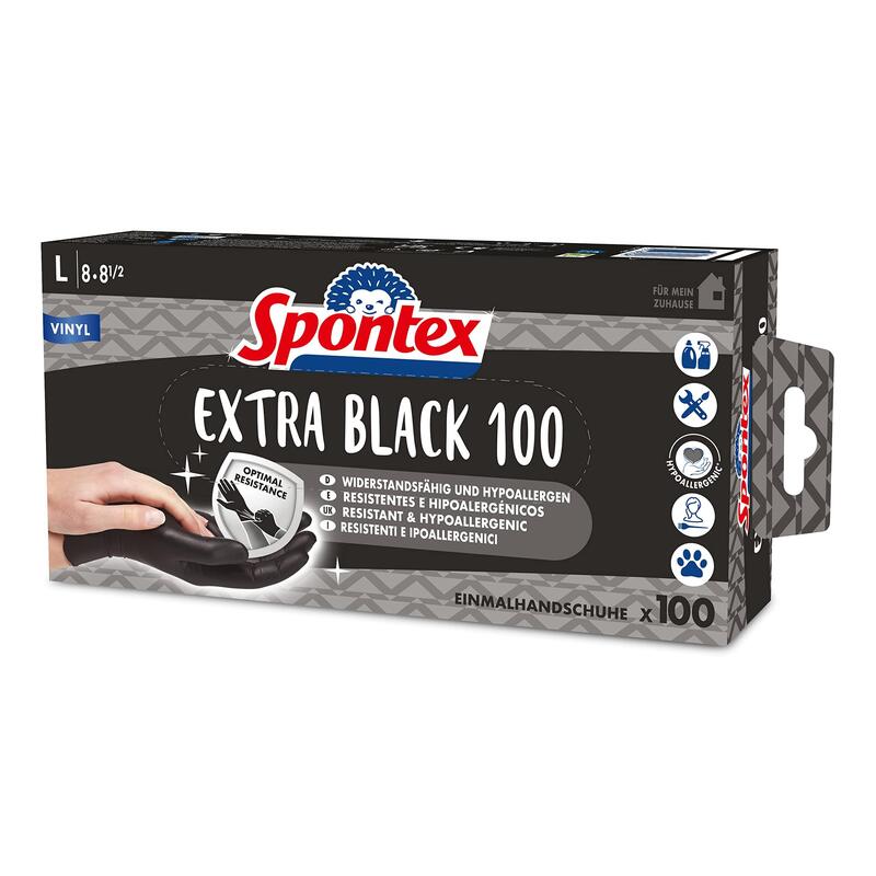 Spontex Einmalhandschuhe Extra Negro 100 Aus Vinyl Gr. L