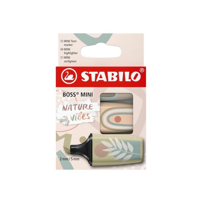 Stabilo Boss Mini Naturevibes Pack De 3 Marcadores Fluorescentes - Trazo Entre 2 Y 5mm - Tinta Con Base De Agua -