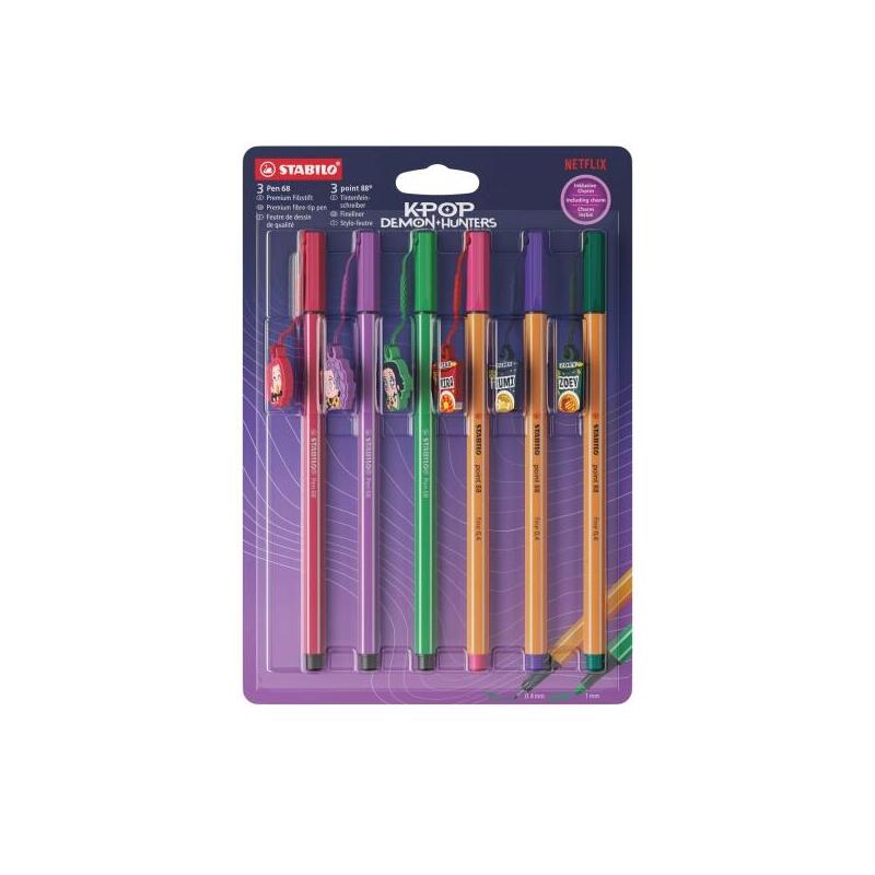 Stabilo Pen 68 Y Point 88 K-Pop Demon Hunter Pack Con 3 Rotuladores De Punta De Fibra Point 88 + 3 Rotuladores Pen 68 -