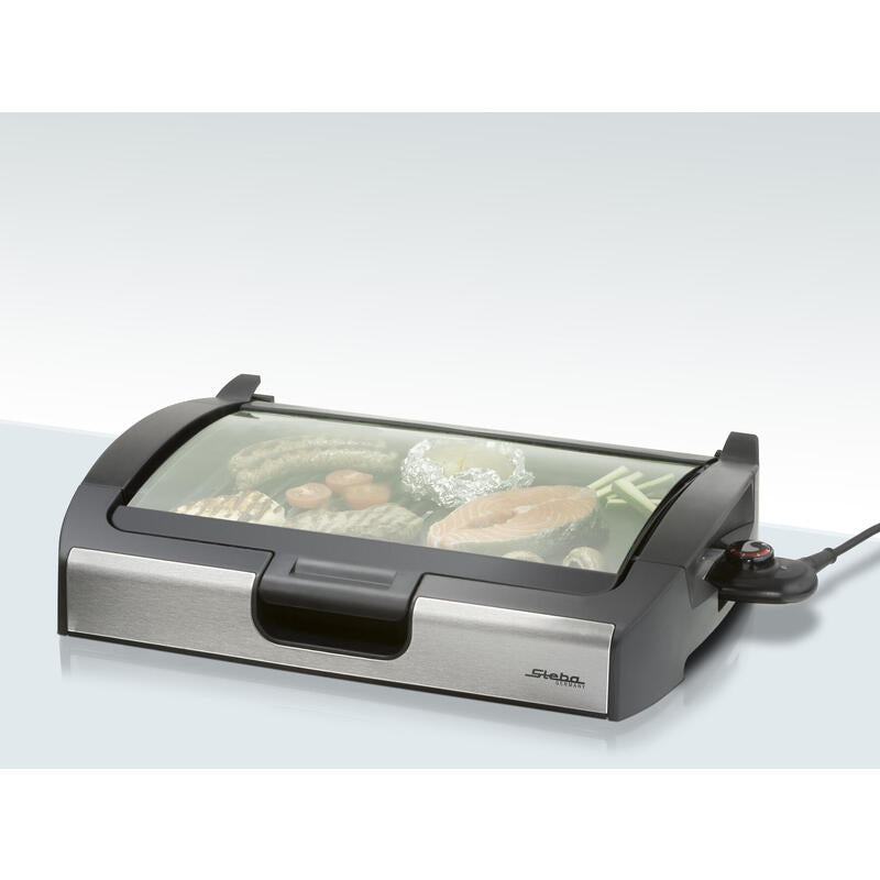 Steba Bbq Tischgrill Vg 200 (Negro, 2.200 Watt, Mit Glasdeckel) 06-49-00