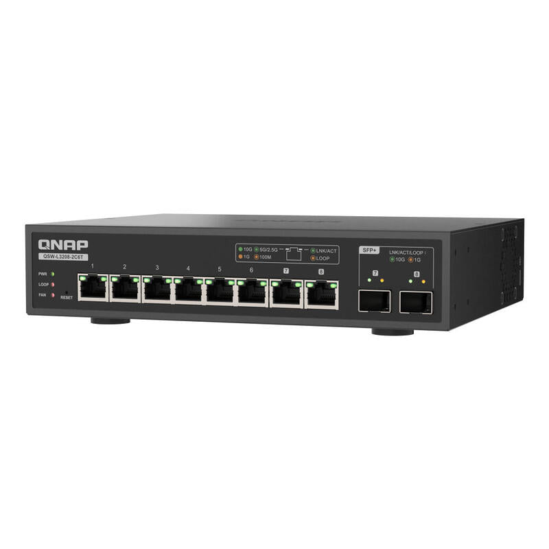 Switch Qnap Qsw-L3208-2c6t Gestionado L2 10g Ethernet (100/1000/10000) Escritorio Negro