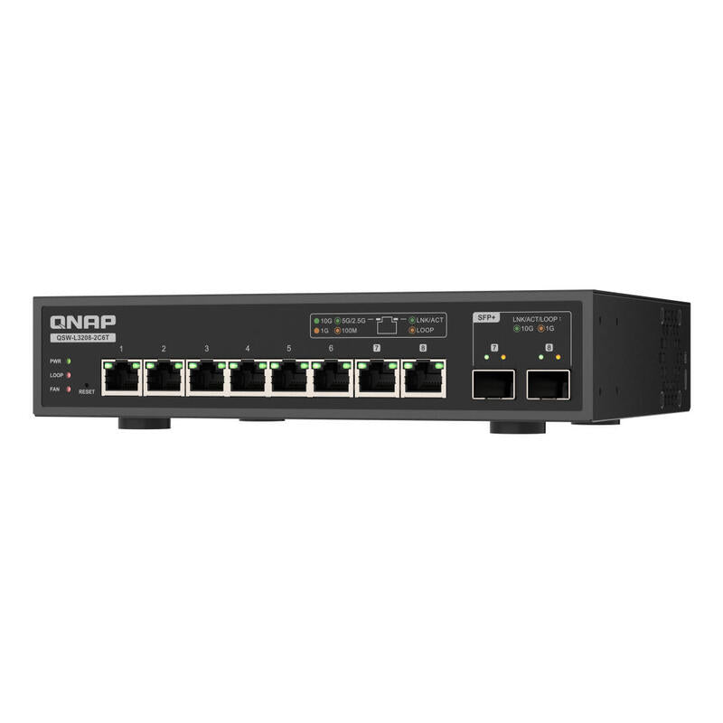 Switch Qnap Qsw-L3208-2c6t Gestionado L2 10g Ethernet (100/1000/10000) Escritorio Negro