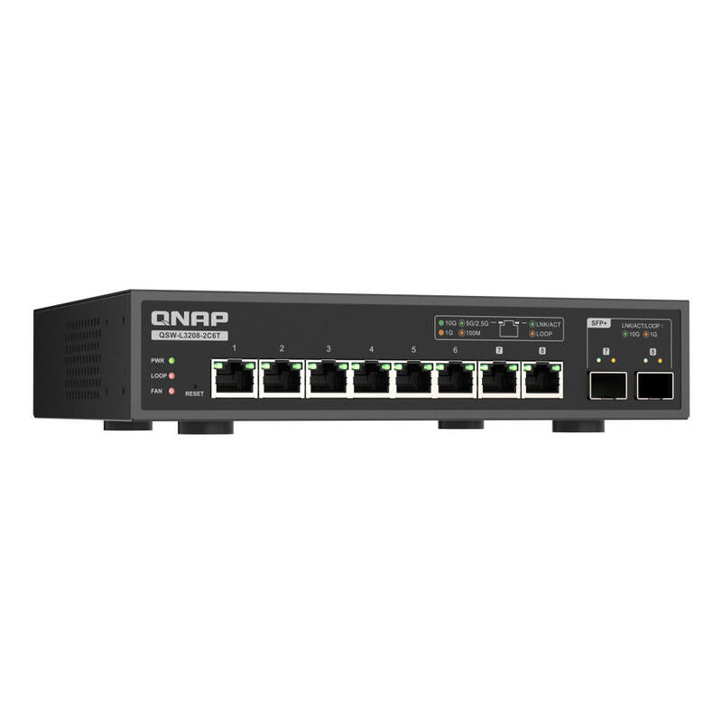 Switch Qnap Qsw-L3208-2c6t Gestionado L2 10g Ethernet (100/1000/10000) Escritorio Negro