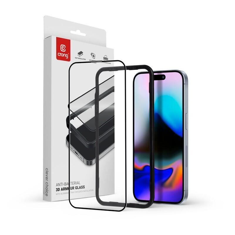Szklo Ochronne Anti-Bacterial 3d Armour Glass - Hartowane 9h Full Glue Do Iphone 16 Pro Max + Ramka Instalacyjna
