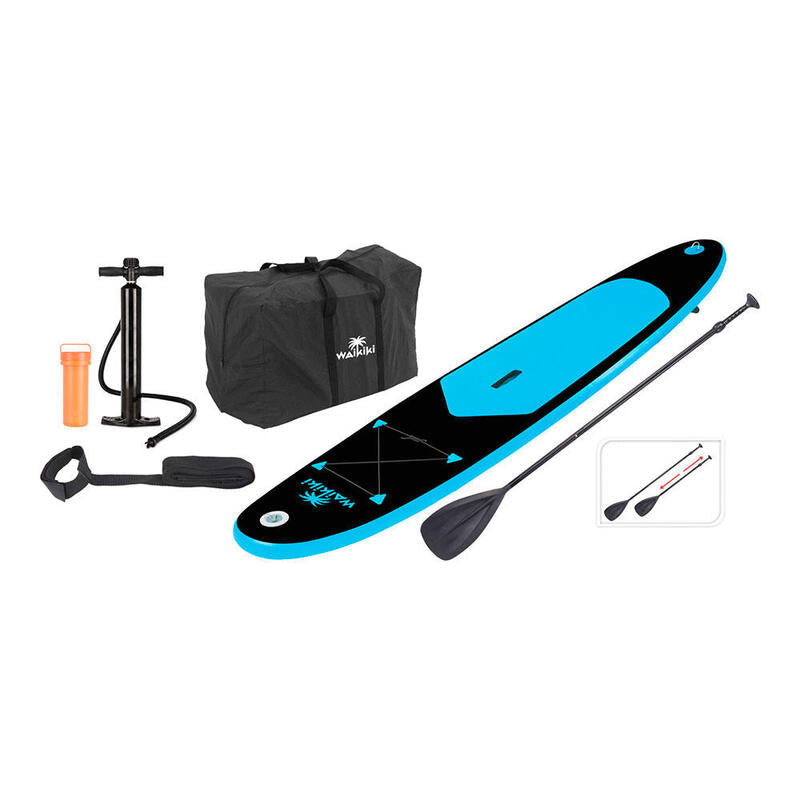 Tabla Paddle Surf Azul/Negro Hinchable Con Remo, Inflador Y Bolsa 281x71x10cm