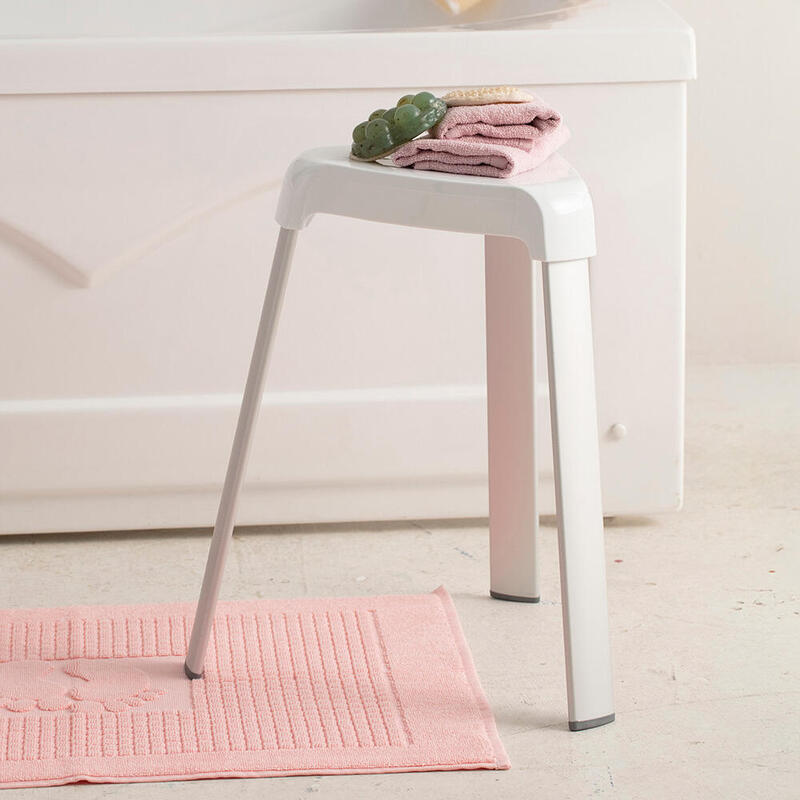 Taburete De Baño, Blanco, 25 X 29 X 45 Cm