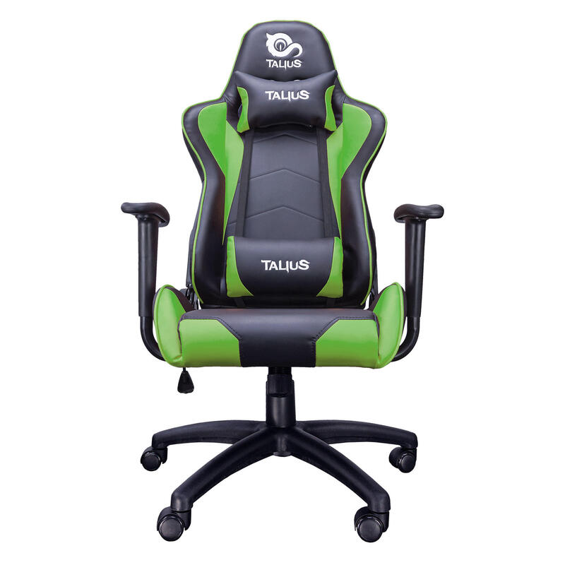 Talius Silla Gecko Gaming Negra/Verde,Brazos Fijos, Butterfly, Base Nylon, Ruedas Nylon