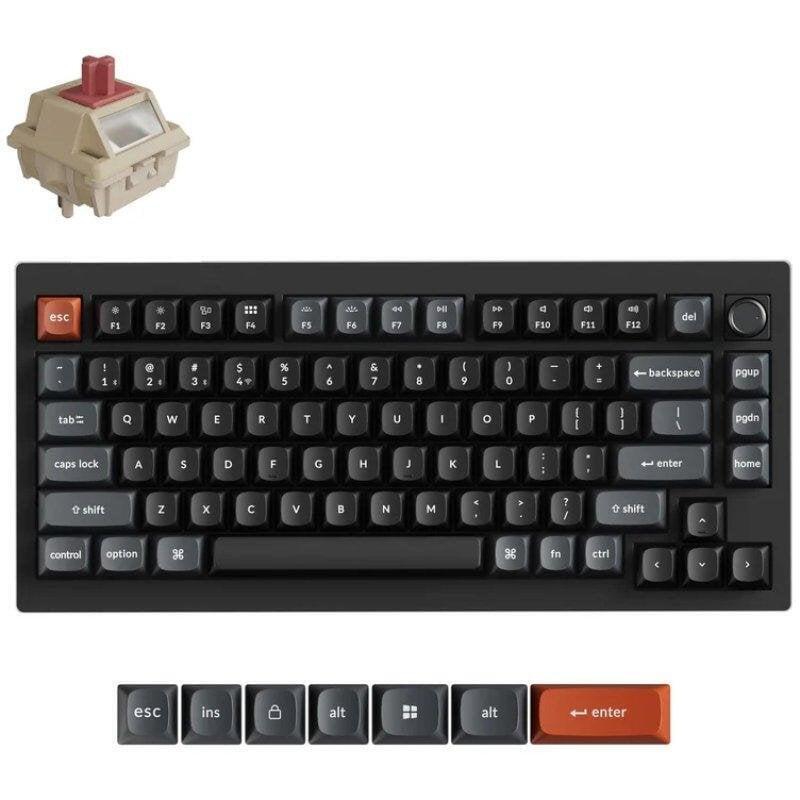Teclado Keychron V1 Ultra 8k Mecánico Inalámbrico 75% Rgb Con Knob Y Switches Rojos