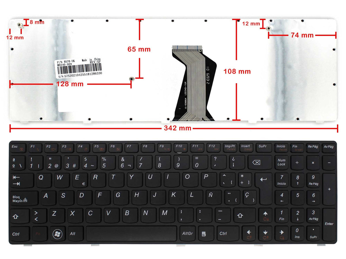 Teclado Para Portátil Lenovo Ideapad B590 B590a B590g 25209755 Nsk-B5rsw Mp-10a36e0-6861
