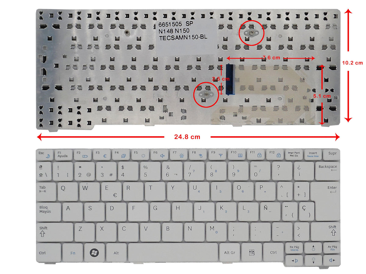 Teclado Para Portátil Samsung Np N145 N148 N150 Cnba590 Blanco