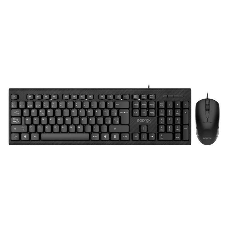 Teclado + Raton Optico Mx235 Negro Approx Teclado Con 105 Teclas/ Ratón De 1200dpi, 3 Botones/ Usb