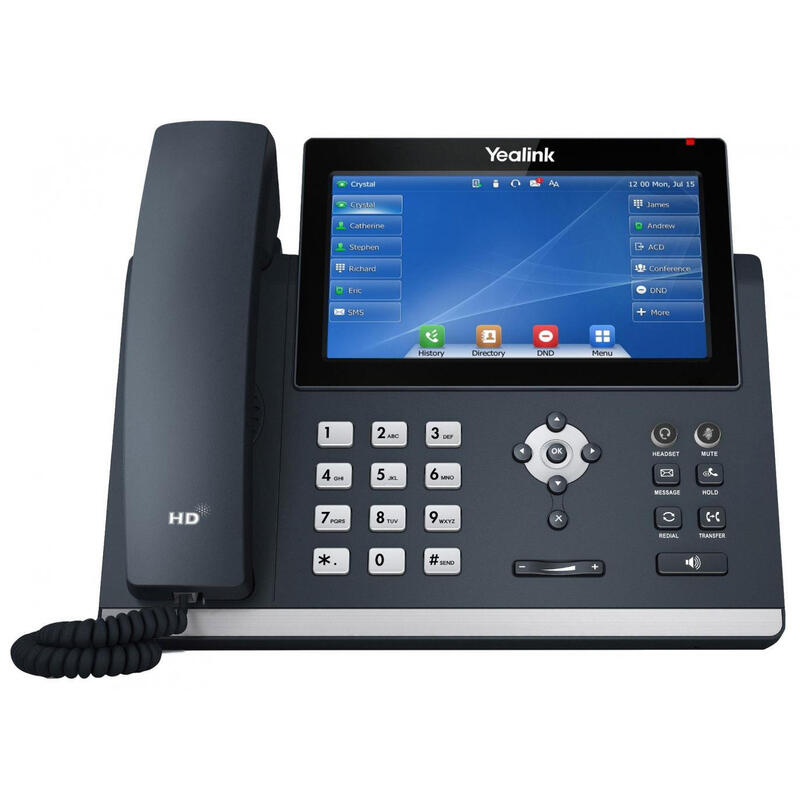 Teléfono Ip Yealink Sip-T48u, 7 "800x480 Color Táctil, 2x Rj45 10/100/1000, Poe, 16x Sip, 1x Usb, Sin Adaptador
